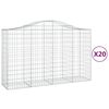 vidaXL Gabionkurver buede 20 stk 200x50x120/140 cm galvanisert jern
