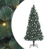 vidaXL Kunstig forh&aring;ndsbelyst juletre med kulepakke gr&oslash;nn 240 cm PET