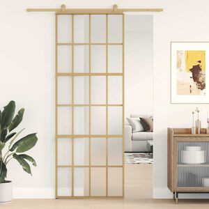 vidaXL Skyved&oslash;r gull 76x205 cm frostet ESG glass og aluminium