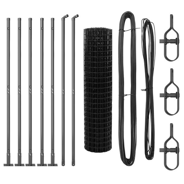 vidaXL Gjerde med stolpe Gr&aring; 1 x 10 m St&aring;l og PVC