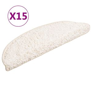 vidaXL Trappematter 15 stk 56x17x3 cm hvite halvrund