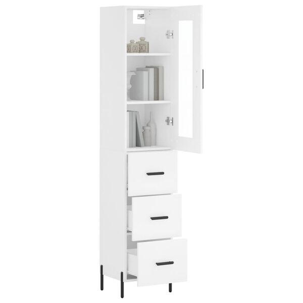 vidaXL Highboard hvit 34,5x34x180 cm konstruert tre