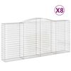 vidaXL Gabionkurver buede 8 stk 400x50x180/200 cm galvanisert jern