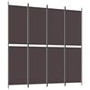 vidaXL Romdeler med 4 paneler brun 200x200 cm stoff