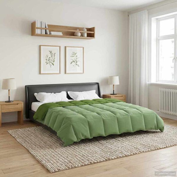 vidaXL Full &aring;r dyne Quilted gr&oslash;nn 200 x 240 cm Mikrofiber