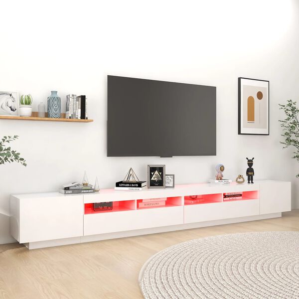 vidaXL TV-benk med LED-lys hvit 300x35x40 cm