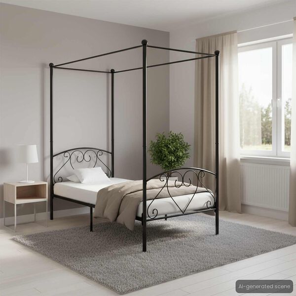 vidaXL Himmelsengeramme svart metall 120x200 cm