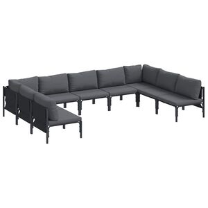 vidaXL Hagesofa Set med pute 9 pcs Svart St&aring;l