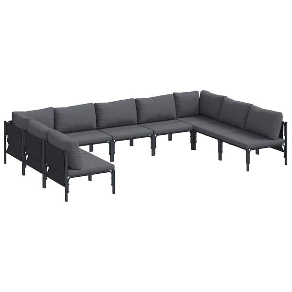 vidaXL Hagesofa Set med pute 9 pcs Svart Stål