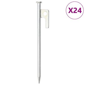 vidaXL Teltplugger 24 stk 20 cm 9 mm galvanisert st&aring;l