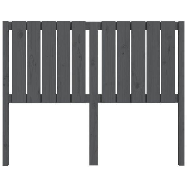 vidaXL Sengegavl grå 125,5x4x100 cm heltre furu