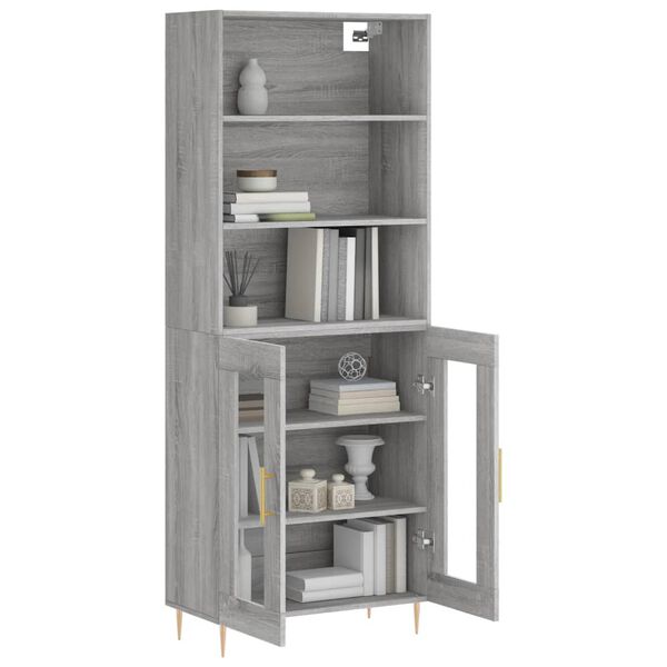 vidaXL Highboard gr&aring; sonoma 69,5x34x180 cm konstruert tre
