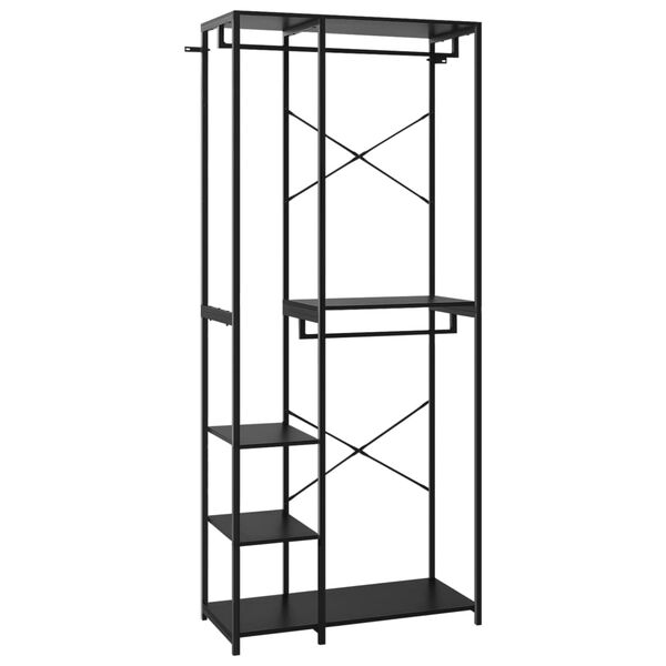 vidaXL Garderobe svart 90x40x213 cm metall og sponplate
