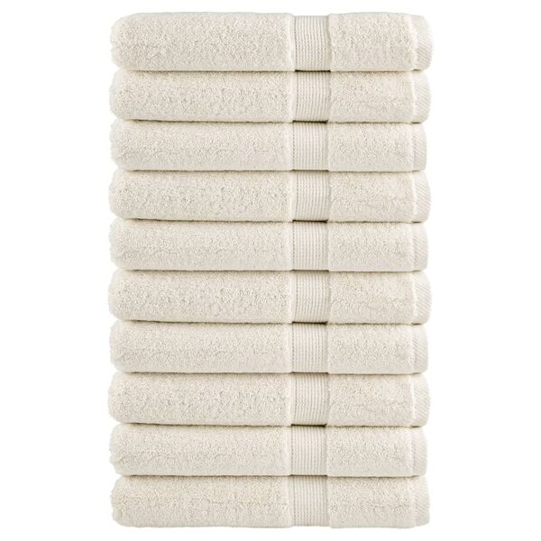 vidaXL Premium h&aring;ndkl&aelig;r SOLUND 10 stk kremhvit 80x200cm 600 g/m2
