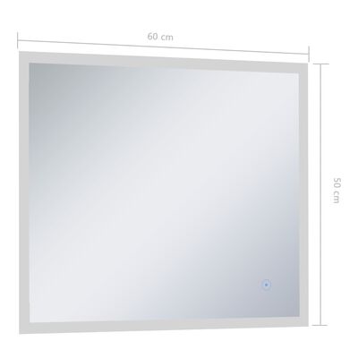 vidaXL LED-veggspeil til bad med berøringssensor 60x50 cm