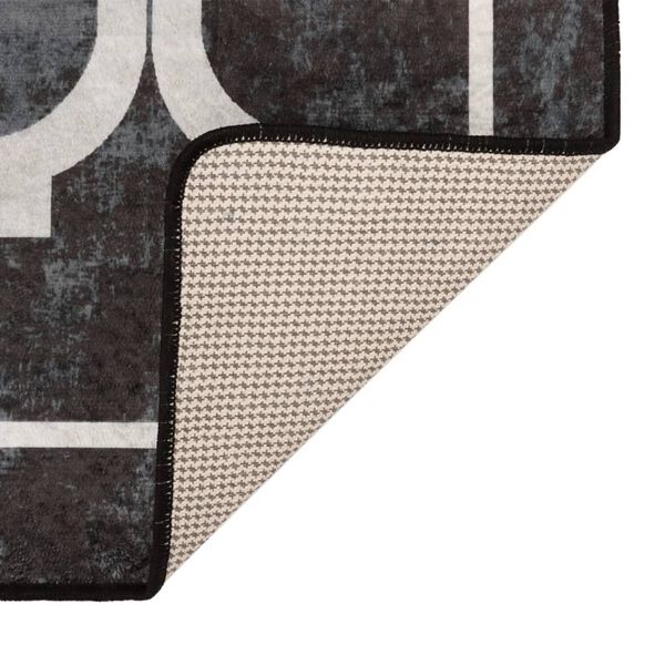 vidaXL Teppe vaskbart svart og hvit 190x300 cm