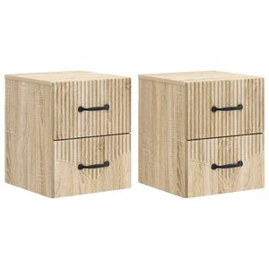 vidaXL Vegghengt Nattbord med skuff 2 pcs Sonoma eik 34,5 x 33 x 40 cm