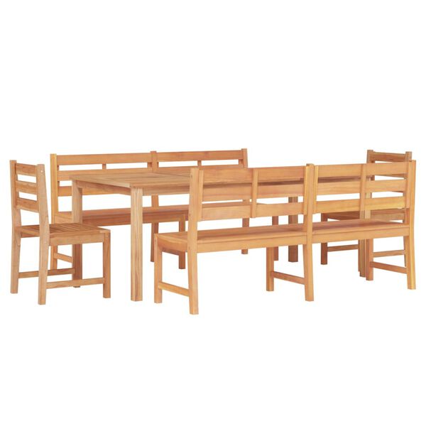 vidaXL Hagespisegruppe 5 deler heltre teak