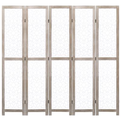 vidaXL Romdeler 5 paneler hvit 175x165 cm heltre