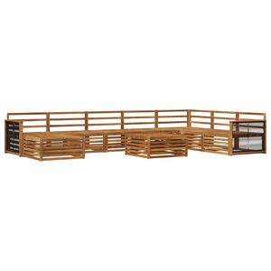 vidaXL Utend&oslash;rs sofa-sett 9 stk. Naturlig Solid akasietre