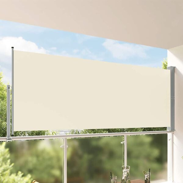 vidaXL Uttrekkbar sidemarkise 140 x 300 cm kremhvit