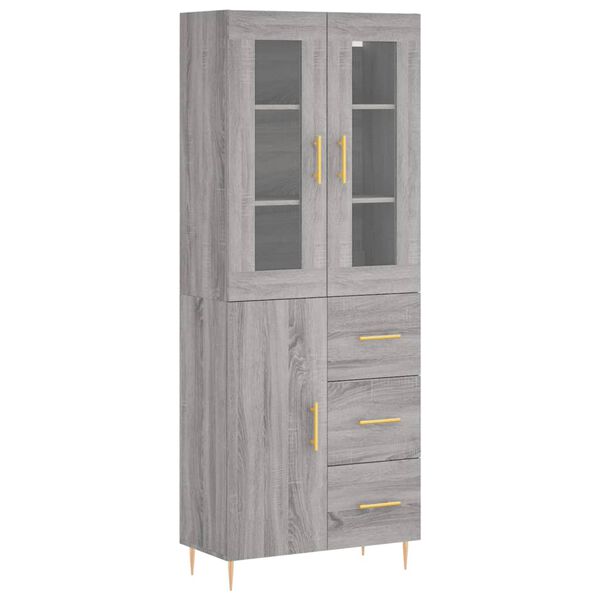 vidaXL Highboard grå sonoma 69,5x34x180 cm konstruert tre