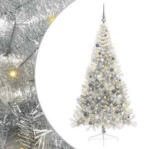 vidaXL Kunstig Forh&aring;ndsopplyst Juletre med 300 LED s&oslash;lv 210 cm PET