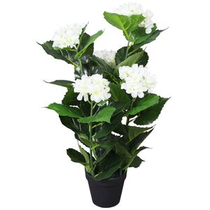 vidaXL Kunstig hortensia med potte 60 cm hvit