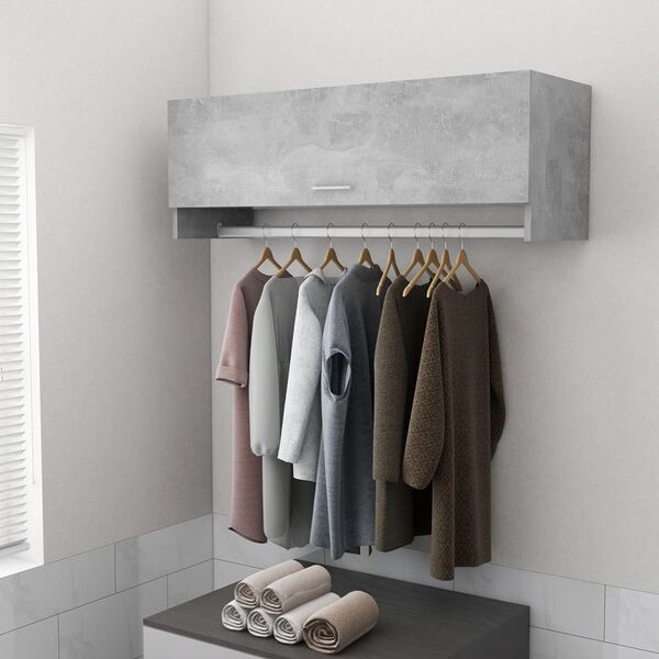 vidaXL Garderobe betonggr&aring; 100x32,5x35 cm konstruert tre