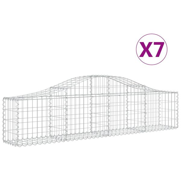 vidaXL Gabionkurver buede 7 stk 200x30x40/60 cm galvanisert jern
