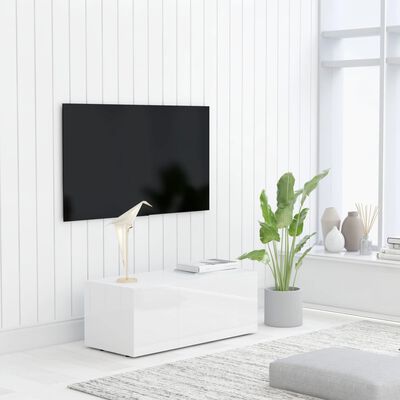 vidaXL TV-benk høyglans hvit 80x34x30 cm sponplate