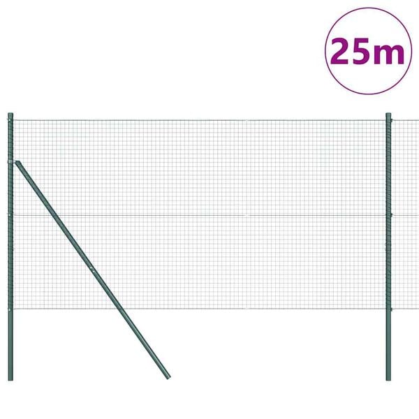 vidaXL Gjerdep&aring;le gr&oslash;nn 25 x 1 m (25 x 25 mm netting) St&aring;l