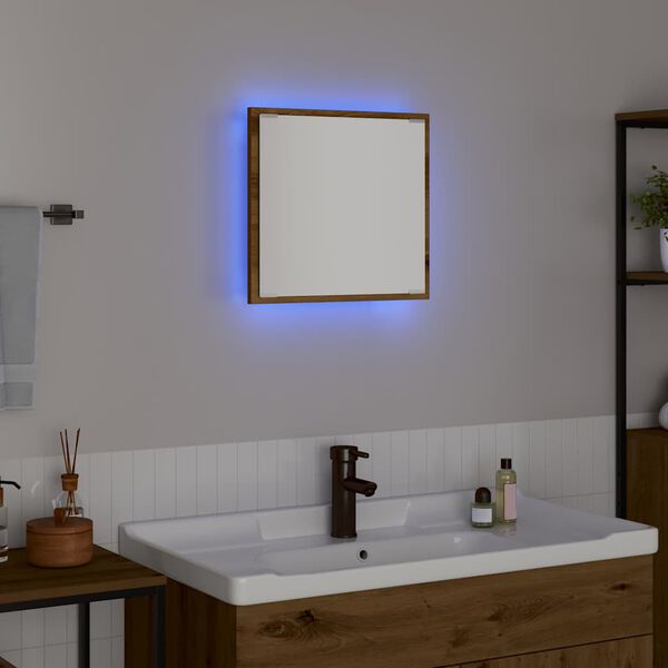 vidaXL LED Badevindu Artisan Eik 40 x 37 x 8.5 cm Konstruert tre