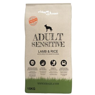 vidaXL Premium tørr hundemat Adult Sensitive Lamb & Rice 2 stk 30 kg