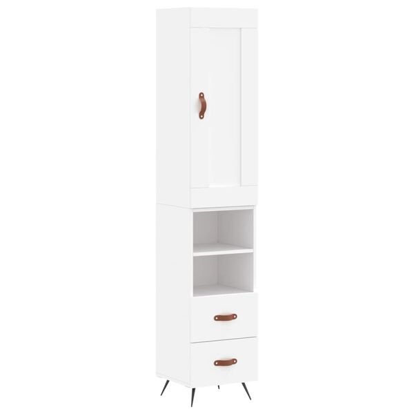 vidaXL Highboard hvit 34,5x34x180 cm konstruert tre