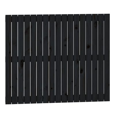 vidaXL Veggmontert sengegavl svart 108x3x90 cm heltre furu