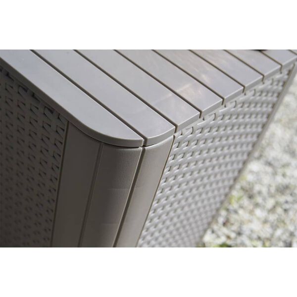 Keter Utendørs sidebord Luzon rund kurvstrå cappuccino