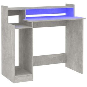 vidaXL Skrivebord med LED-lys betonggr&aring; 97x45x90 cm konstruert tre