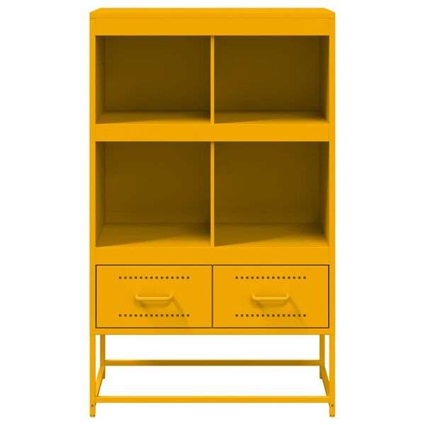vidaXL Highboard sennepsgul 68x39x111,5 cm stål