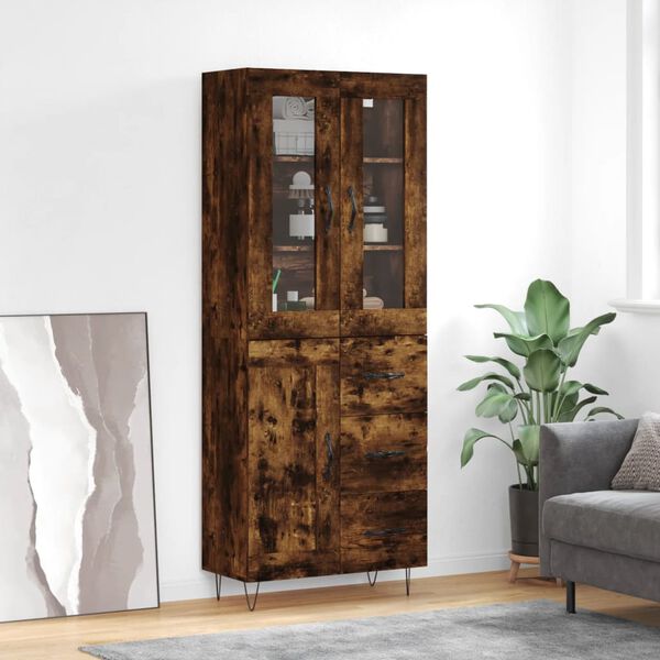 vidaXL Highboard r&oslash;kt eik 69,5x34x180 cm konstruert tre