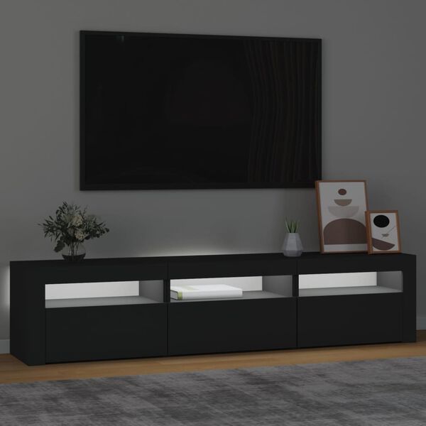 vidaXL TV-benk med LED-lys svart 180x35x40 cm