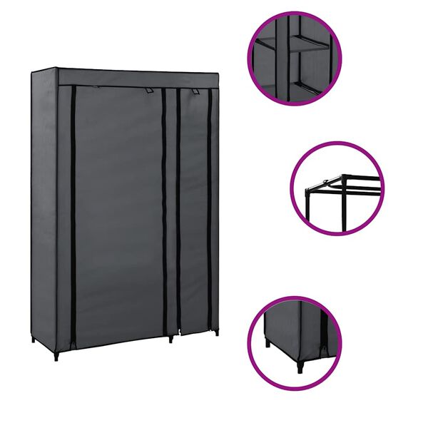 vidaXL Sammenleggbar garderobe grå 110x45x175 cm stoff