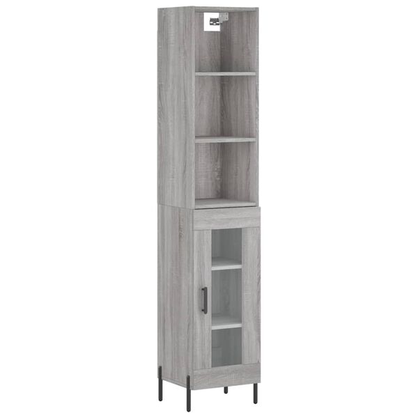 vidaXL Highboard gr&aring; sonoma 34,5x34x180 cm konstruert tre