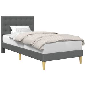 vidaXL Sengestamme med hodegjerde M&oslash;rkegr&aring; 90 x 190 cm Stoff