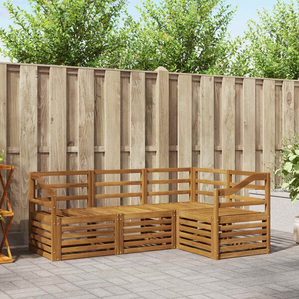 vidaXL Sofasett 4 pcs Naturlig Solid akasietre