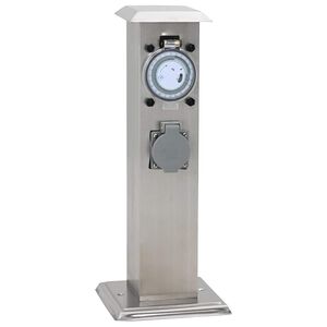 Hagestr&oslash;mkontakt rustfritt st&aring;l med timer