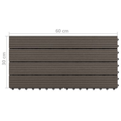vidaXL Terrassebord 6 stk WPC 60x30 cm 1,08 m² mørkebrun
