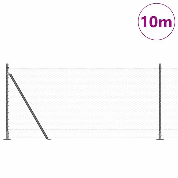 vidaXL Gjerde med innlegg. Grå 1 x 10 m PVC-belagt stål