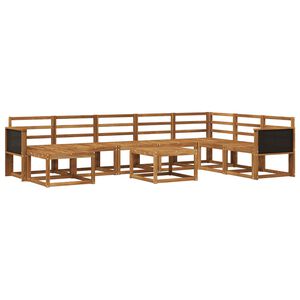 vidaXL Utend&oslash;rs sofa-sett 9 pcs Naturlig Solid akasietre