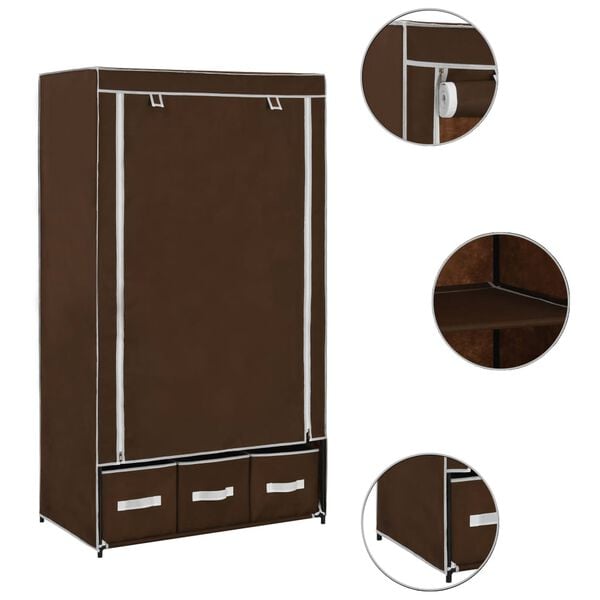 vidaXL Garderobe brun 87x49x159 cm stoff